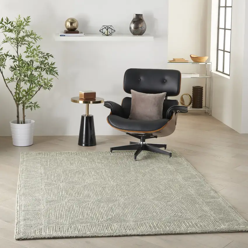 Gray Wool Geometric Area Rug Photo 5