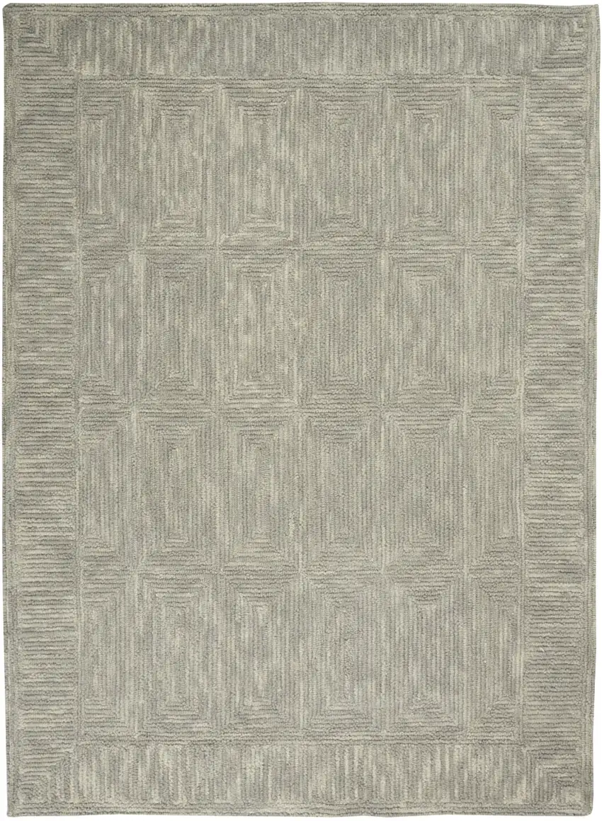 Gray Wool Geometric Area Rug Photo 2