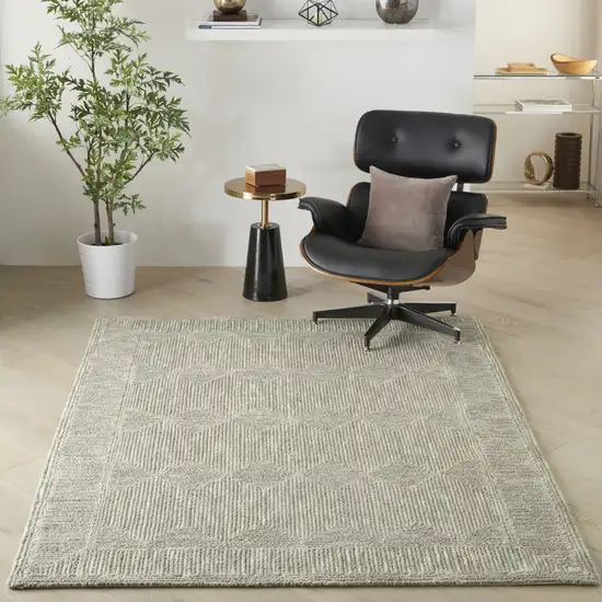 Gray Wool Geometric Area Rug Photo 3