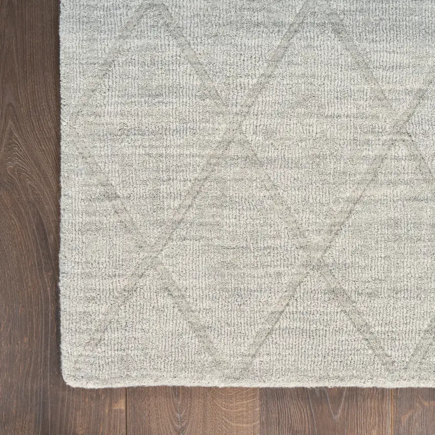 Gray Wool Geometric Area Rug Photo 9