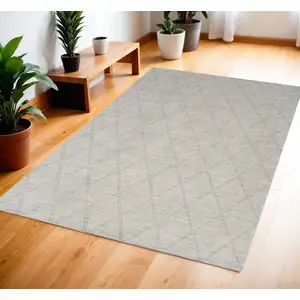 Photo of Gray Wool Geometric Area Rug