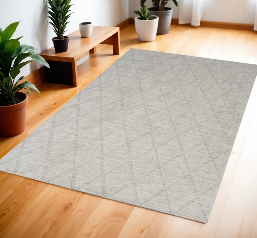 Gray Wool Geometric Area Rug Photo 1
