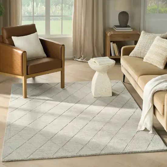 Gray Wool Geometric Area Rug Photo 5