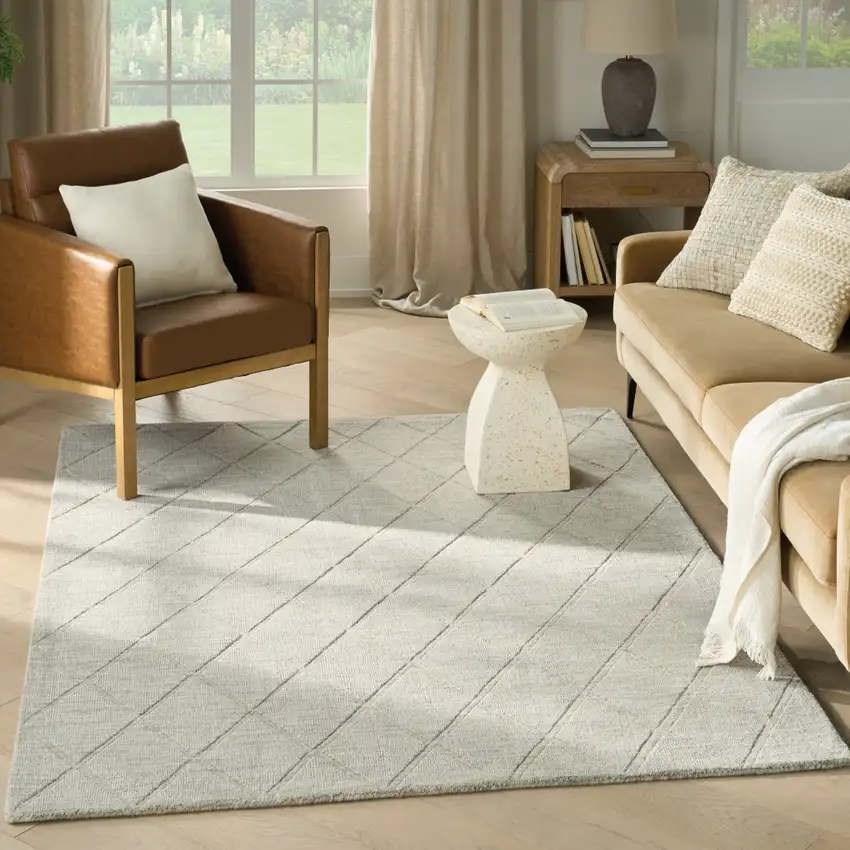 Gray Wool Geometric Area Rug Photo 5