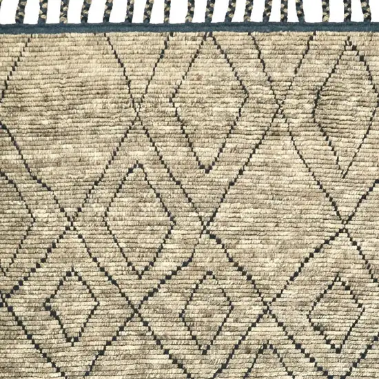 Gray Wool Geometric Hand Knotted Area Rug Photo 4