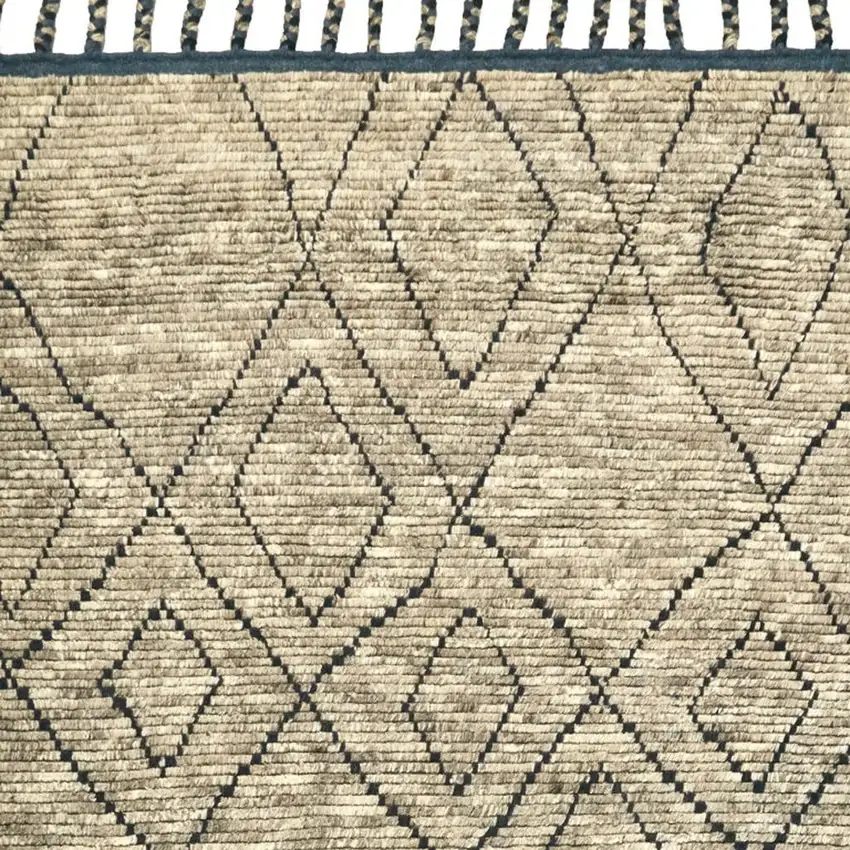 Gray Wool Geometric Hand Knotted Area Rug Photo 4