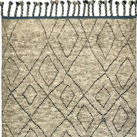 Gray Wool Geometric Hand Knotted Area Rug Photo 5