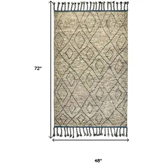 Gray Wool Geometric Hand Knotted Area Rug Photo 3