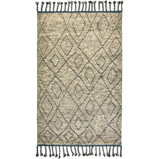 Gray Wool Geometric Hand Knotted Area Rug Photo 2
