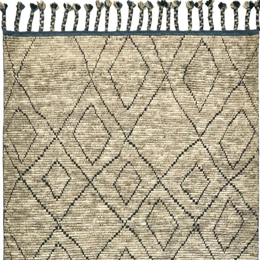 Gray Wool Geometric Hand Knotted Area Rug Photo 5