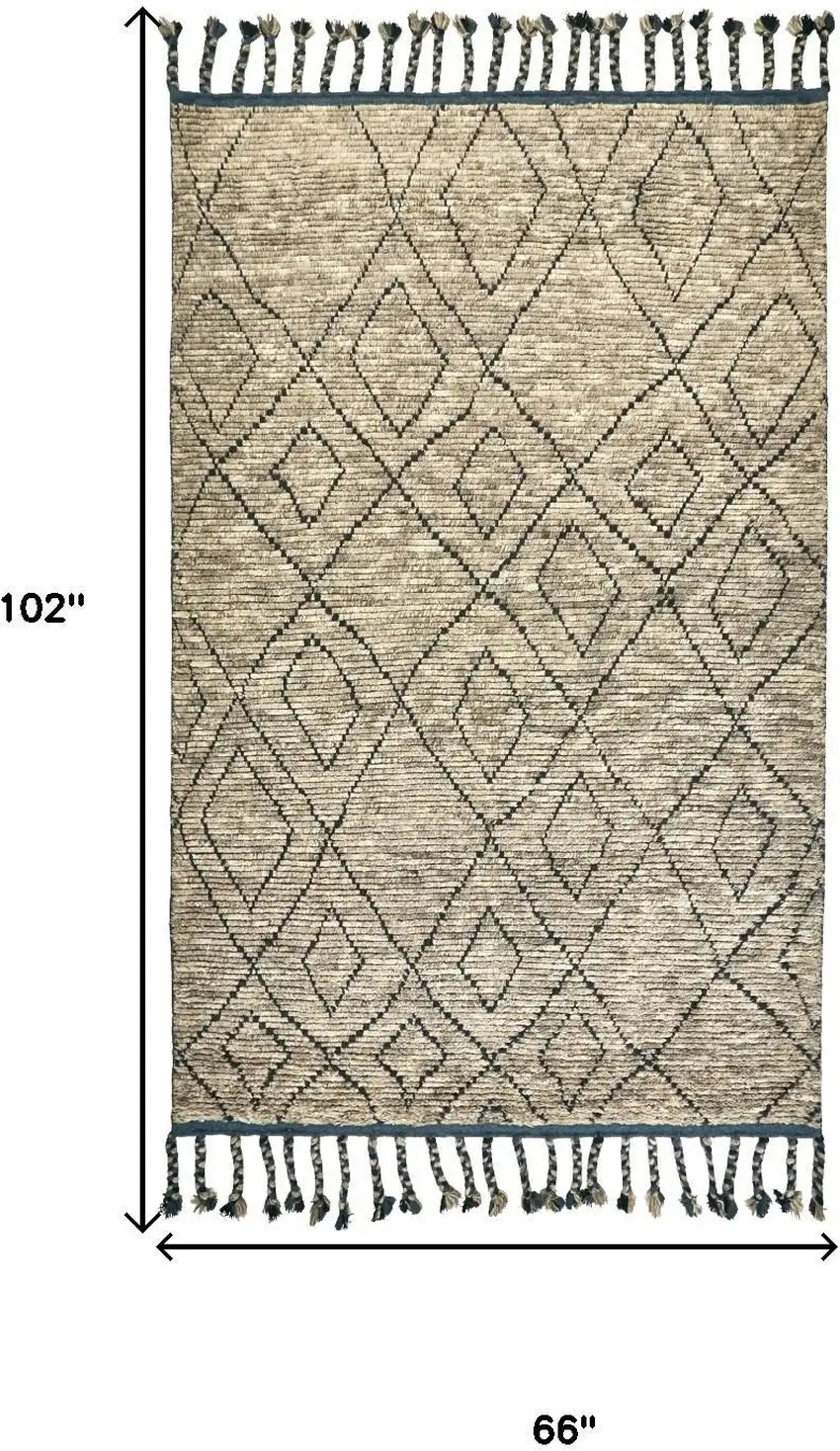 Gray Wool Geometric Hand Knotted Area Rug Photo 3