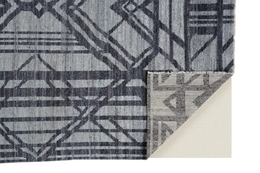 Gray Wool Geometric Hand Knotted Area Rug Photo 7