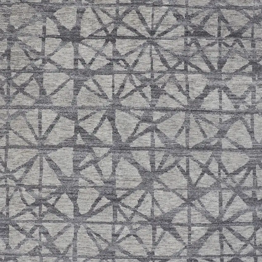 Gray Wool Geometric Hand Knotted Area Rug Photo 6