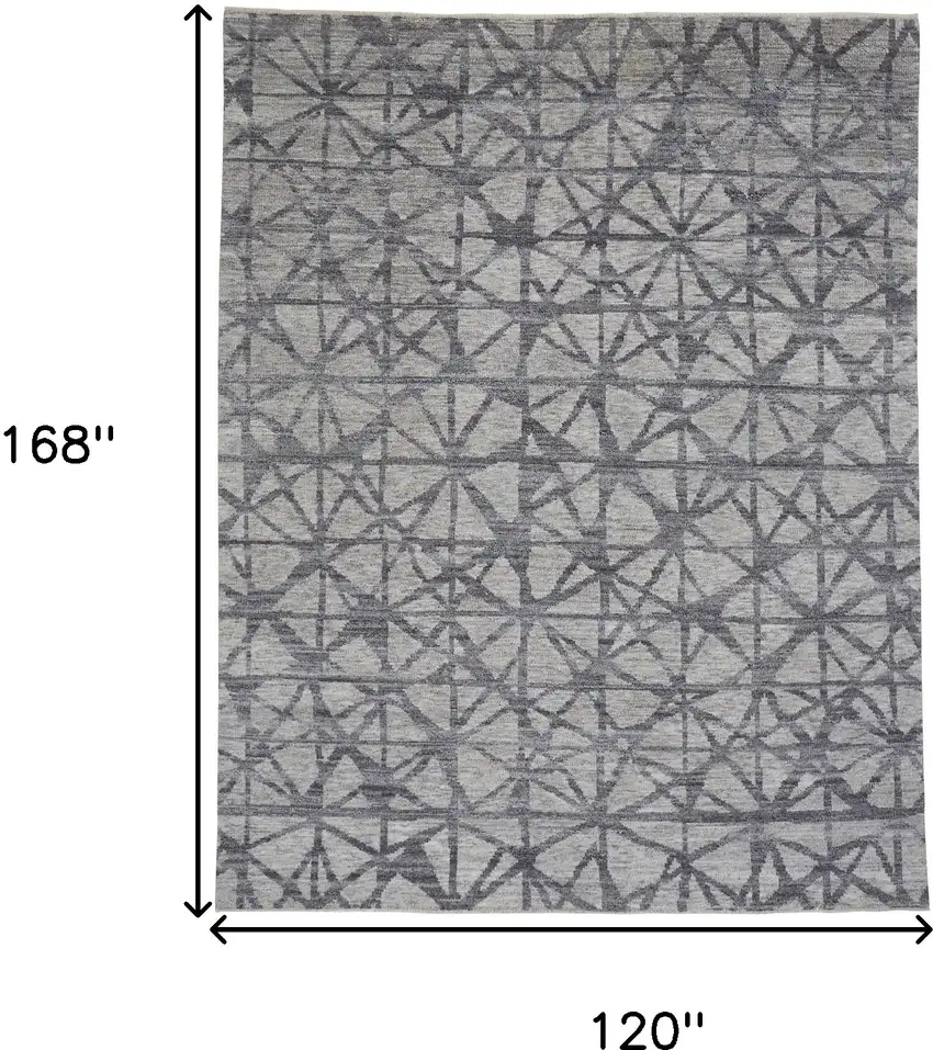 Gray Wool Geometric Hand Knotted Area Rug Photo 3