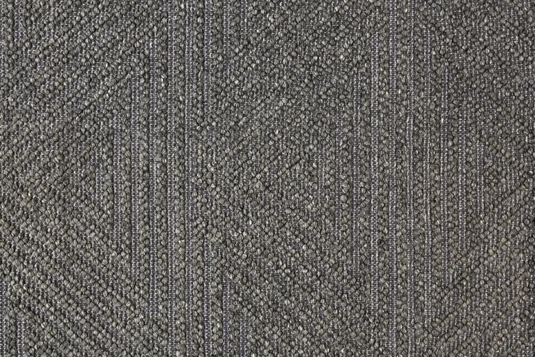 Gray Wool Geometric Hand Woven Area Rug With Fringe Photo 5