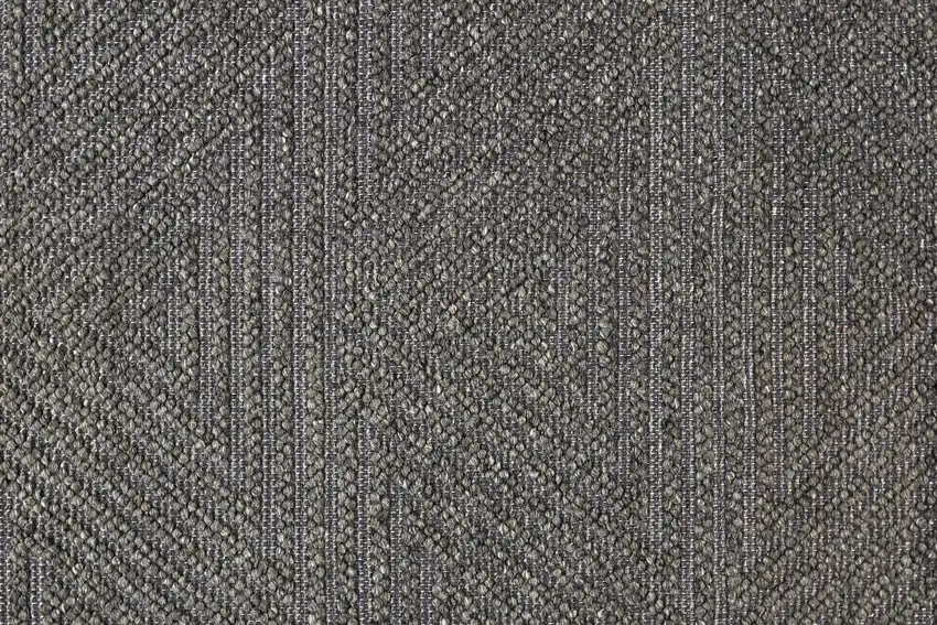 Gray Wool Geometric Hand Woven Area Rug With Fringe Photo 6