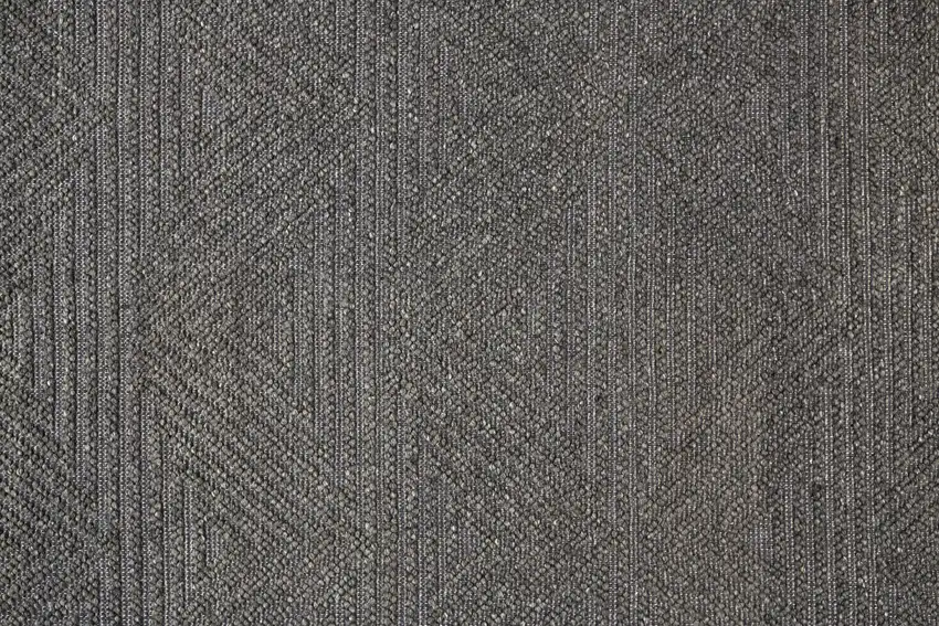 Gray Wool Geometric Hand Woven Area Rug With Fringe Photo 7