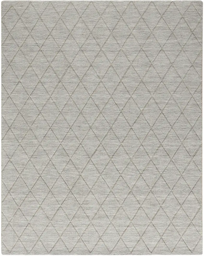 Gray Wool Geometric Hand Woven Area Rug Photo 2