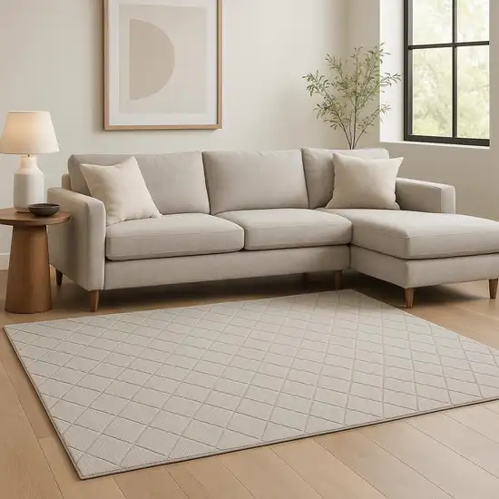 Gray Wool Geometric Hand Woven Area Rug Photo 1