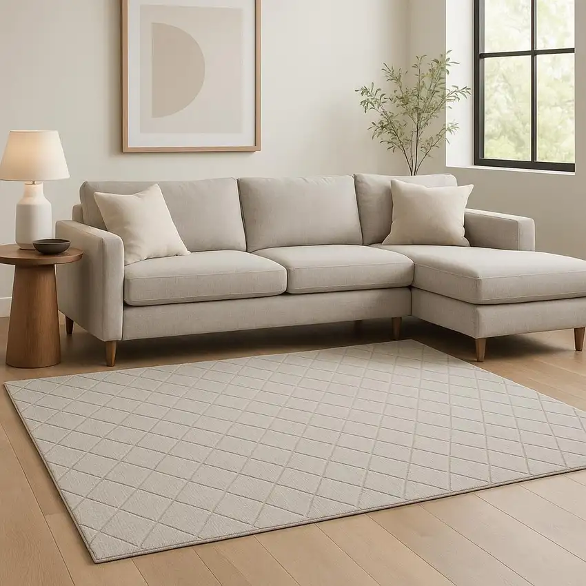 Gray Wool Geometric Hand Woven Area Rug Photo 1