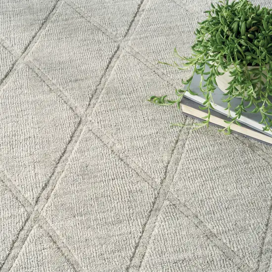 Gray Wool Geometric Hand Woven Area Rug Photo 9