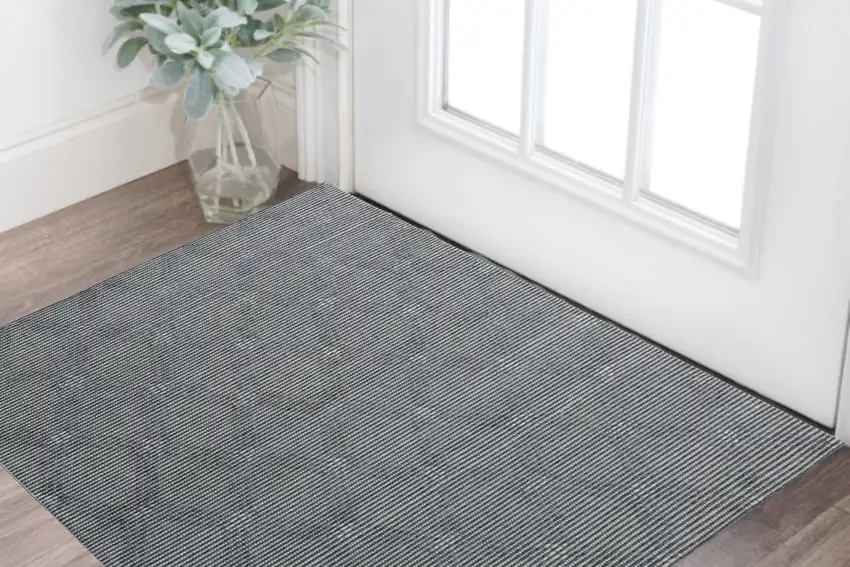 Gray Wool Geometric Hand Woven Area Rug Photo 1