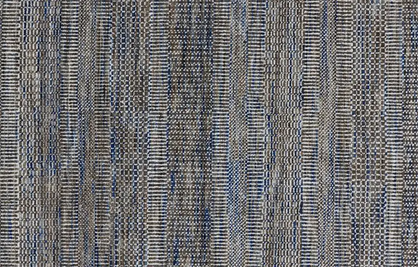 Gray Wool Striped Hand Knotted Area Rug Photo 6
