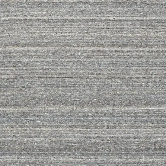 Gray Wool Striped Hand Woven Area Rug With Fringe Photo 4