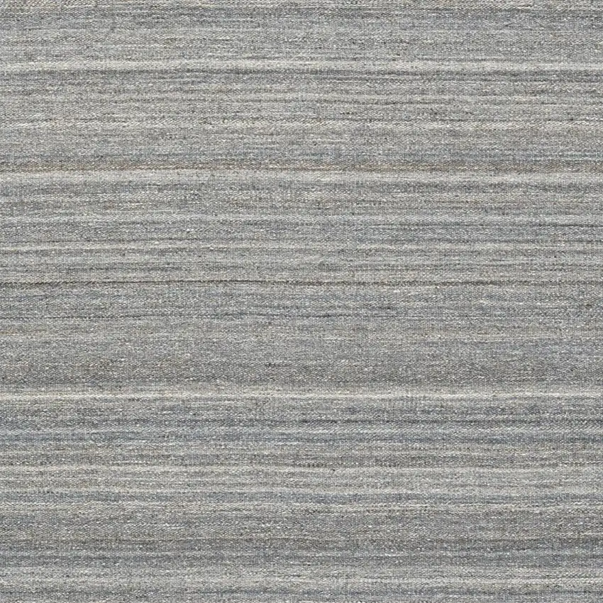 Gray Wool Striped Hand Woven Area Rug With Fringe Photo 4