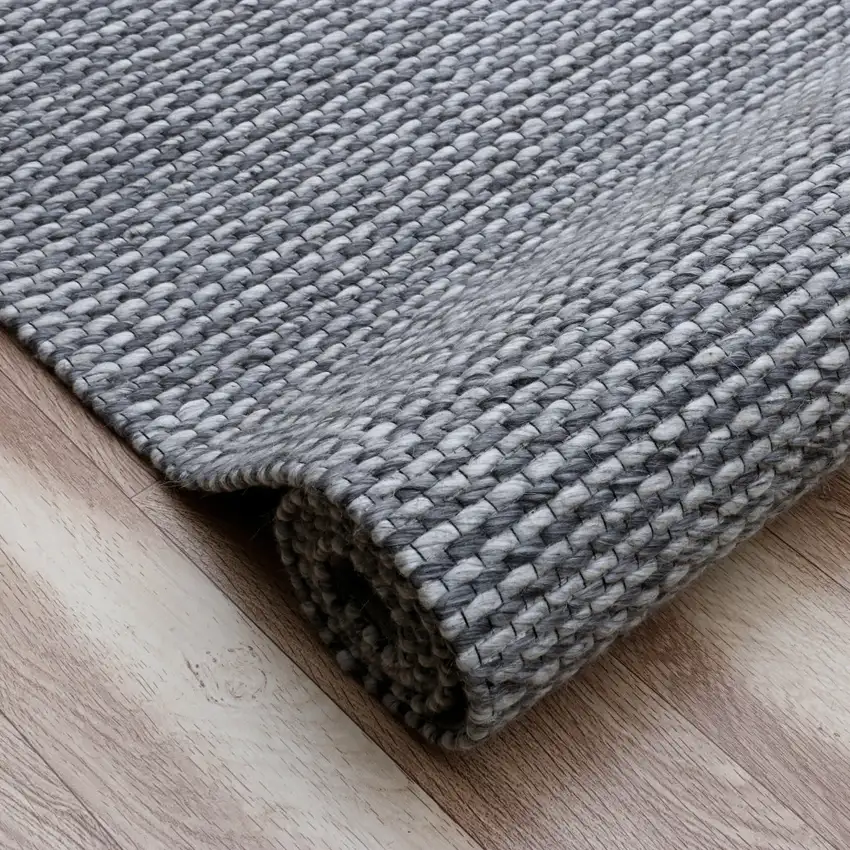 Gray Wool Striped Hand Woven Area Rug Photo 4