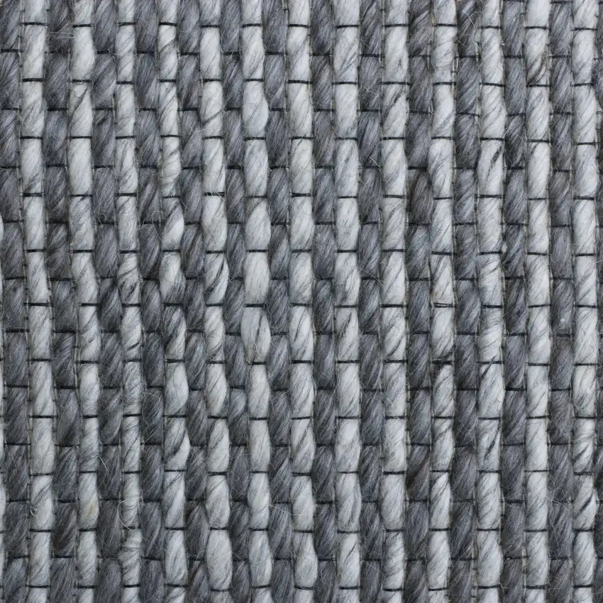 Gray Wool Striped Hand Woven Area Rug Photo 7