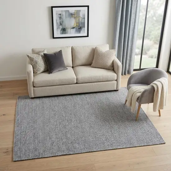 Gray Wool Striped Hand Woven Area Rug Photo 1