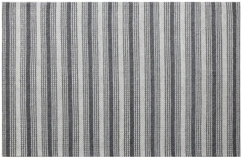 Gray Wool Striped Hand Woven Area Rug Photo 1