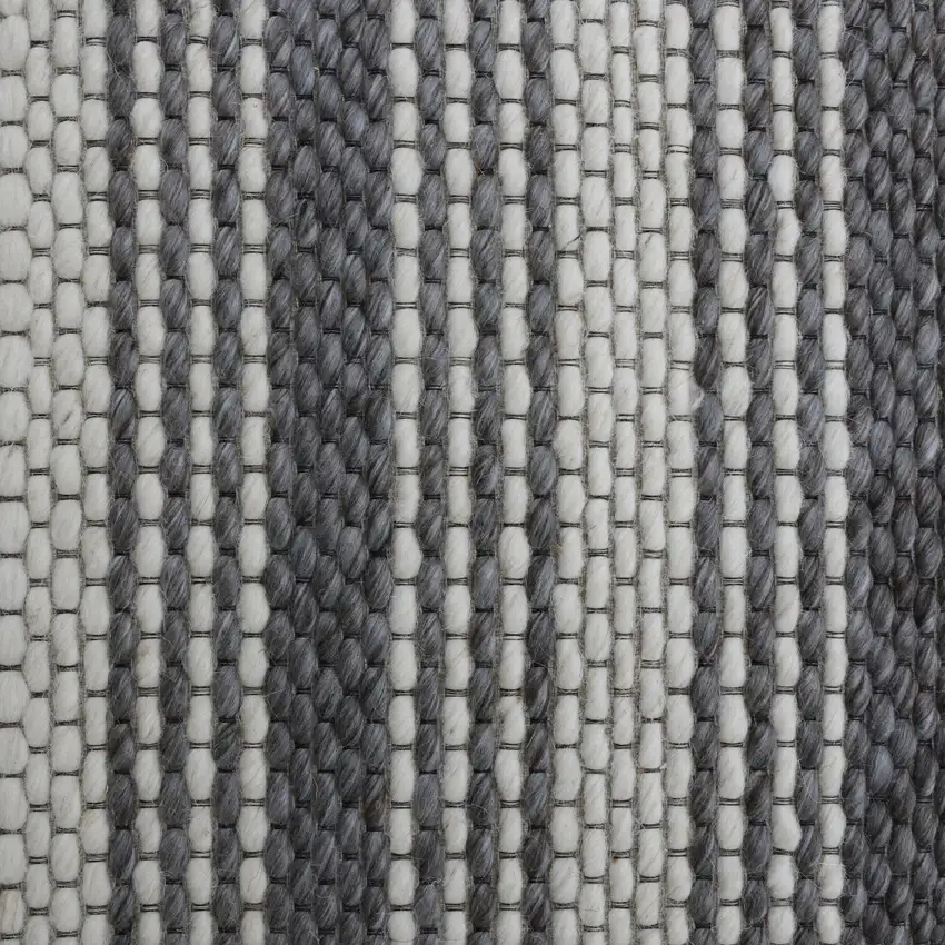 Gray Wool Striped Hand Woven Area Rug Photo 8