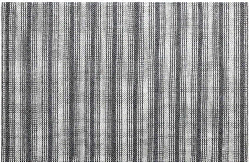 Gray Wool Striped Hand Woven Area Rug Photo 3