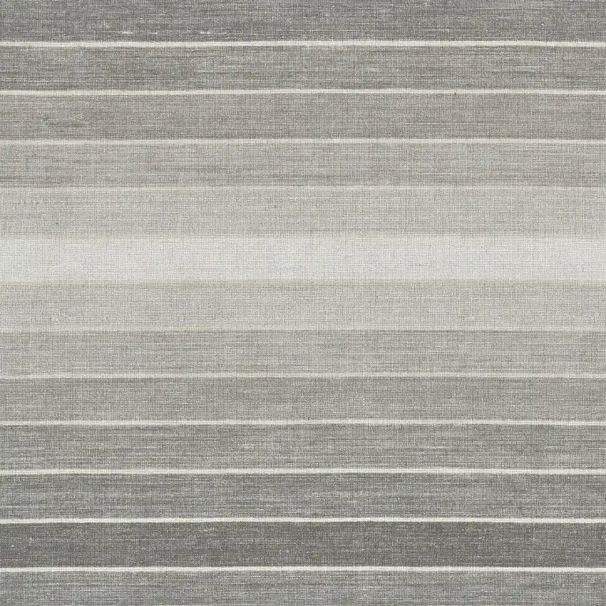 Gray Wool Striped Hand Woven Area Rug Photo 4