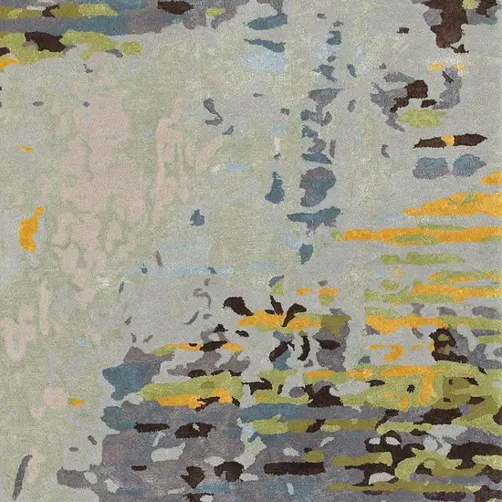 Gray Yellow And Black Abstract Hand Tufted Area Rug Photo 2