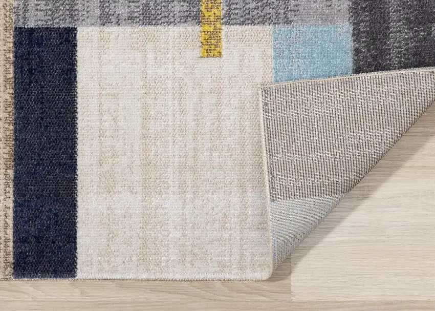 Gray Yellow And Black Geometric Area Rug Photo 8