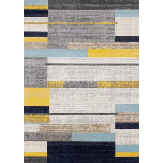 Gray Yellow And Black Geometric Area Rug Photo 1