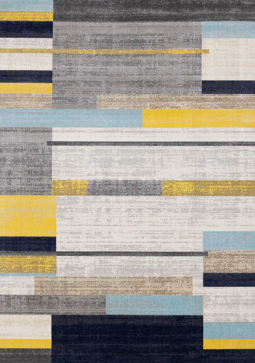 Gray Yellow And Black Geometric Area Rug Photo 1