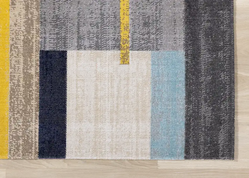 Gray Yellow And Black Geometric Area Rug Photo 7