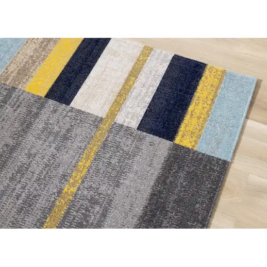 Gray Yellow And Black Geometric Area Rug Photo 6