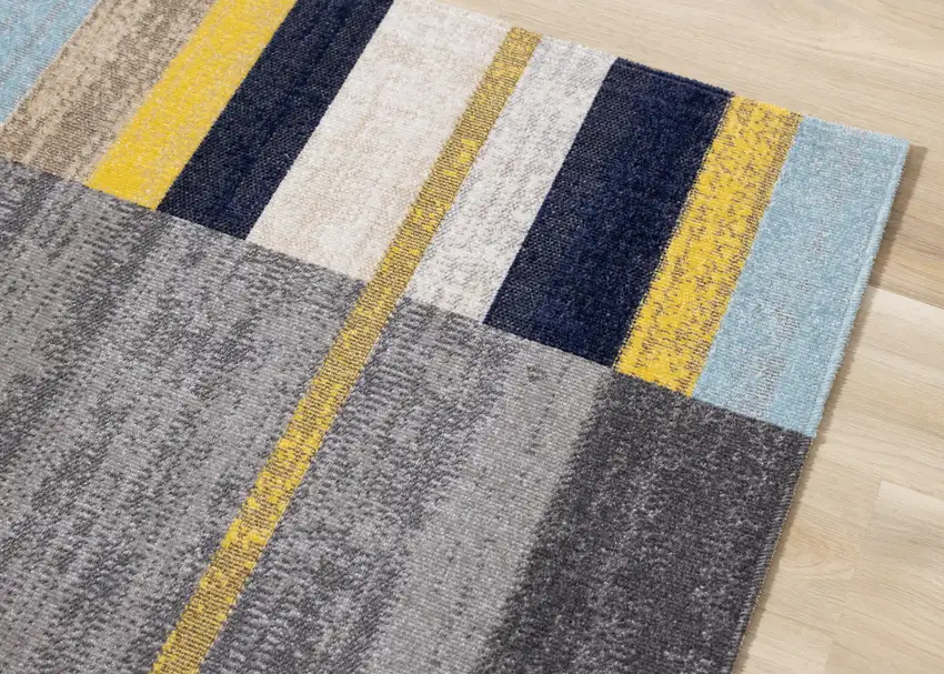 Gray Yellow And Black Geometric Area Rug Photo 6