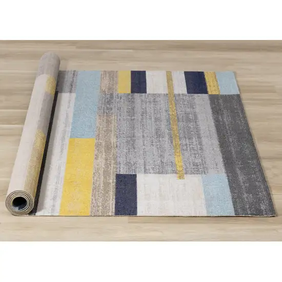 Gray Yellow And Black Geometric Area Rug Photo 9