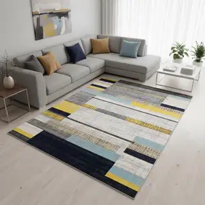 Photo of Gray Yellow And Black Geometric Area Rug