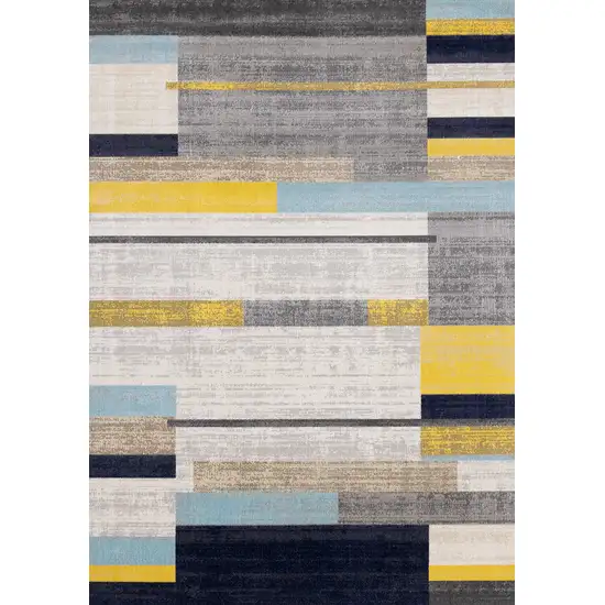 Gray Yellow And Black Geometric Area Rug Photo 4