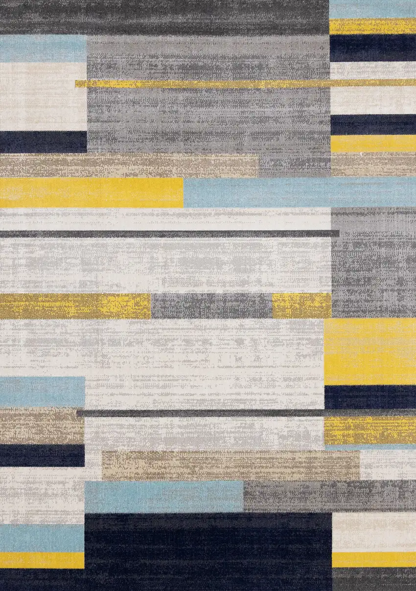Gray Yellow And Black Geometric Area Rug Photo 4