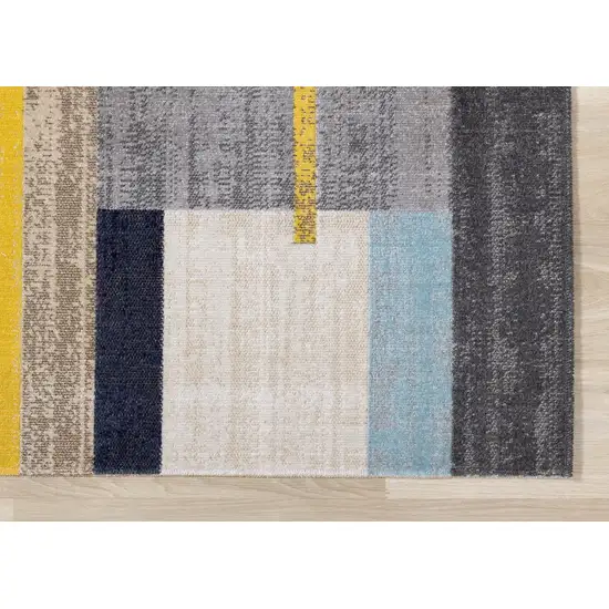 Gray Yellow And Black Geometric Area Rug Photo 7