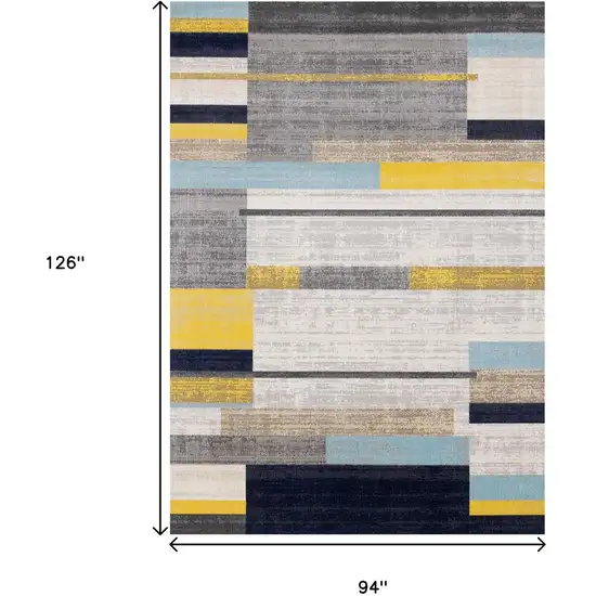 Gray Yellow And Black Geometric Area Rug Photo 3