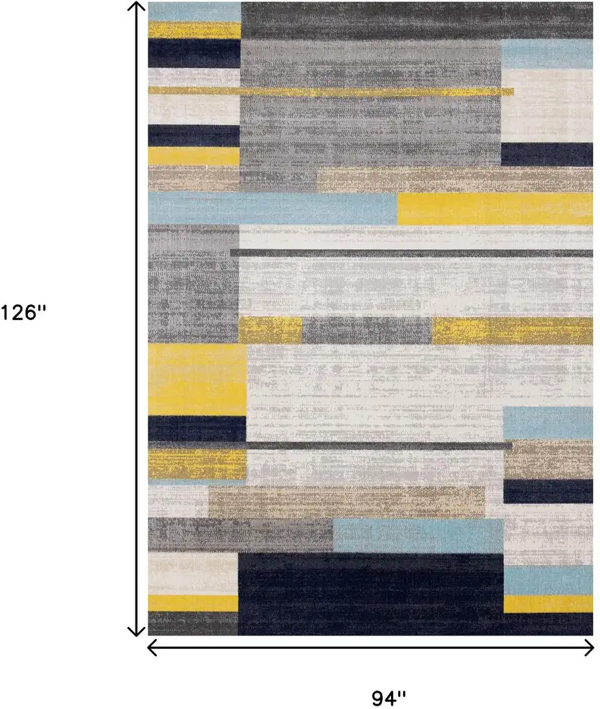 Gray Yellow And Black Geometric Area Rug Photo 3